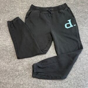 Diamond Supply Co Black Jogger Sweatpants Large "D" Logo Streetwear Zip Pocket